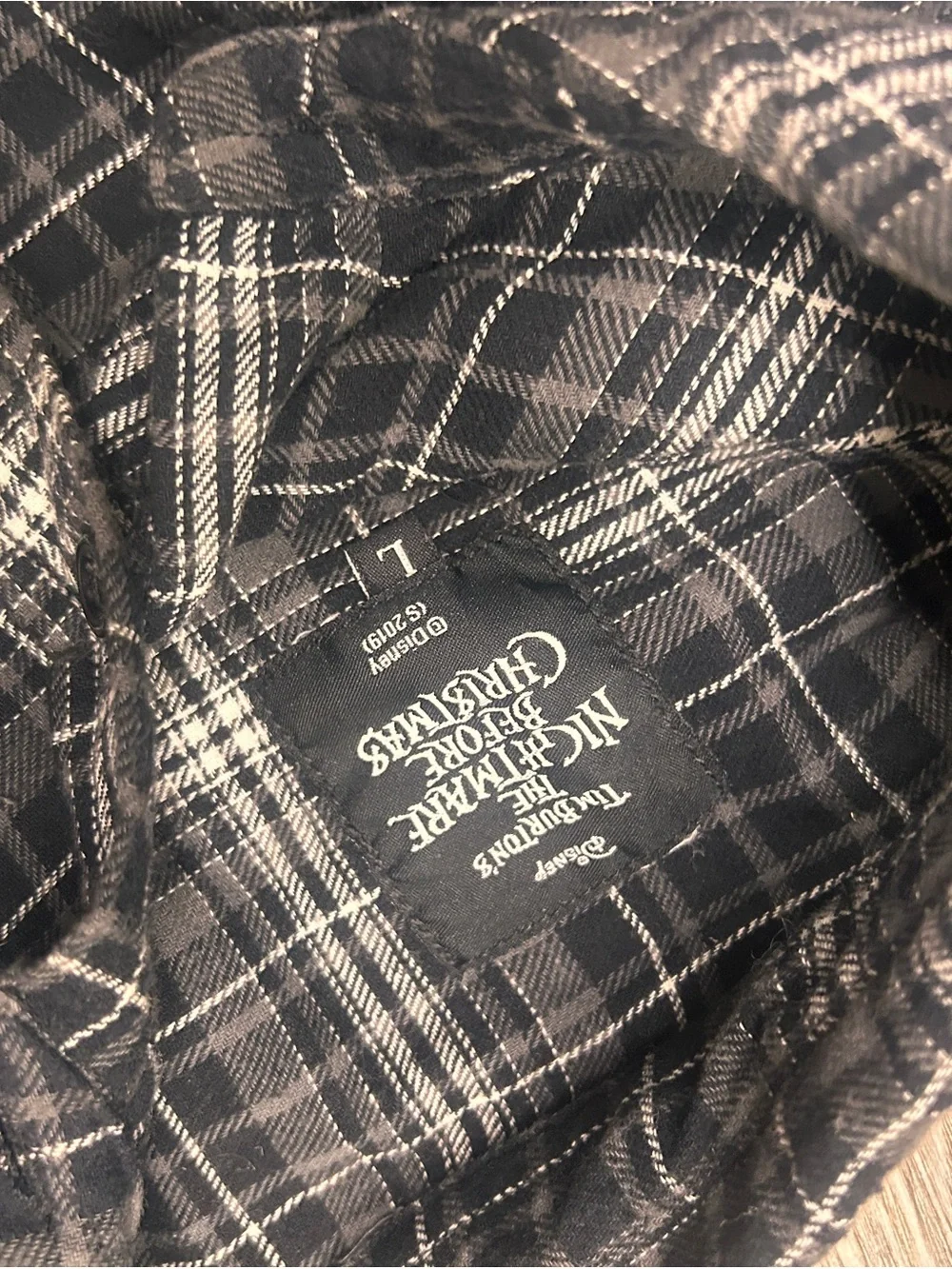Disney the nightmare before Christmas Black, Gray, white Plaid Flannel Shirt
